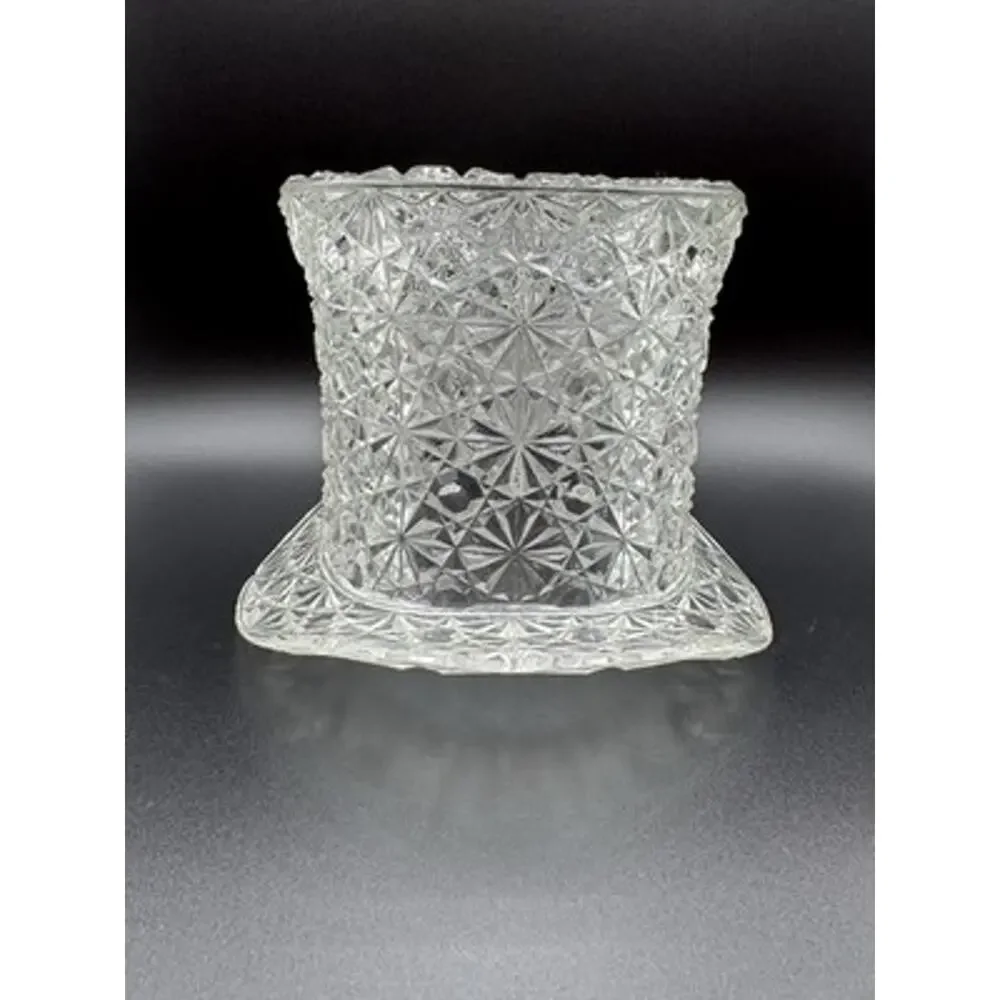 Fenton Ice Bucket Wine Holder Daisy Button Pattern Lg Clear Glass Vintage READ